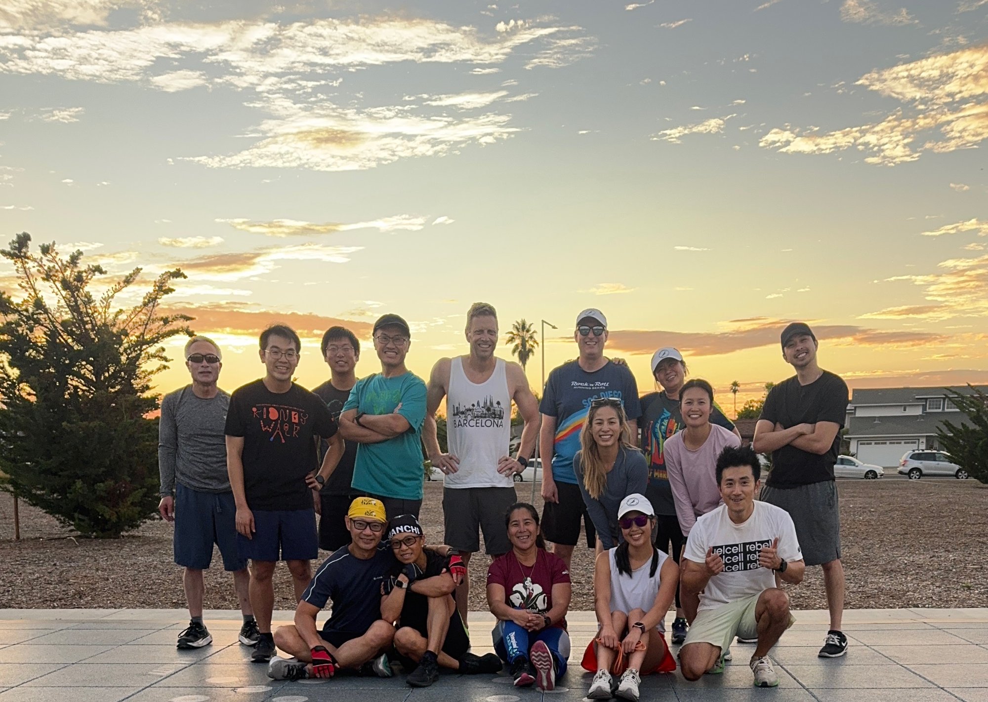 Mid Peninsula Fit Crew group photo at sunset